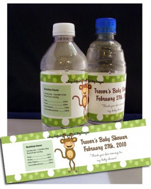 12 Baby Monkey Water Bottle Favors Baby Shower / by MaryandPeanut, $14 ...