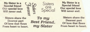Twin Sister Sayings Sisters sayings (6 decals)