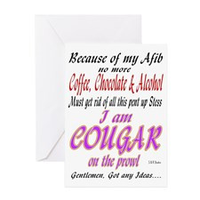 Cougar Afib Greeting Card for