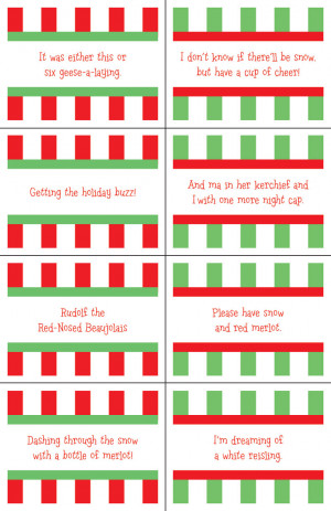 Christmas Wine Labels - Set of 8 contains all 8 sayings above - $10