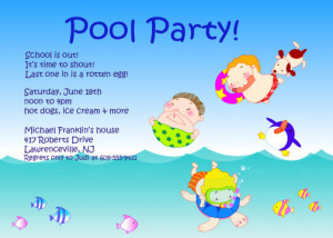 Pool Party - End of School Year Summer Celebration - invitations DIY ...