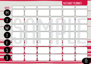 Weekday Planner with Quote RED LINE