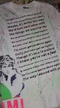 80s t-shirts Careless Whisper song lyrics Wham George Michael ...