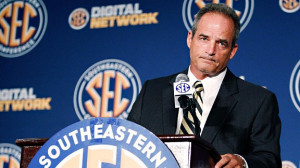 ... Pinkel handles questions in his first appearance at an SEC media day