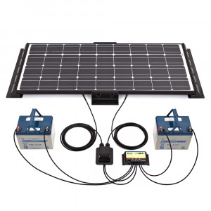Biard 100W 10 Amp Dual Battery 12V Black Solar Panel Kit with End/Side ...
