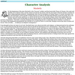 Character Analysis Macbeth...