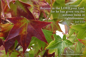 ... , for he has given you the autumn rains in righteousness. ~ Joel 2:23