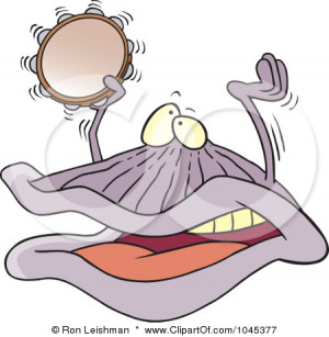 Royalty Free RF Clip Art Illustration Of A Cartoon Clam Playing A Clam