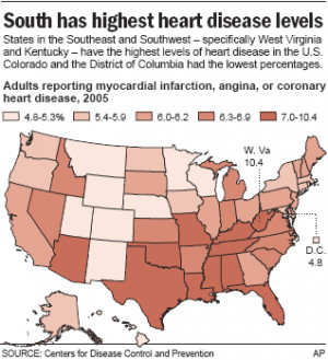 Southern states tops for heart disease - Heart health - MSNBC.com