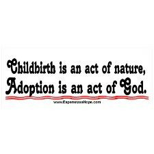 Childbirth is an act of nature, Adoption is an act of God.