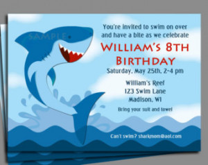 Shark Invitation Printable - Boy's Pool Party, Swim Party, Waterslide