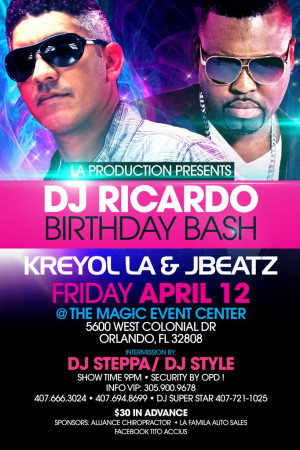 Kreyol La/Jbeatz official upcoming event flyer April 12th 2013 !