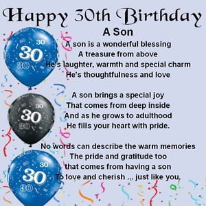 Thirty Birthday Greeting Card Son Happy 30th Birthday Card