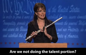 Tina Fey impersonates Sarah Palin during 