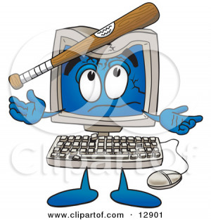 ... Mascot Cartoon Character With A Baseball Bat Crashing Its Screen