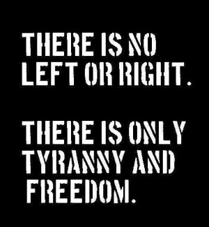 There is no left or right there is only tyranny and freedom