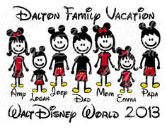 Personalized Stick Figure Family Vacation Disney World Names Figures ...