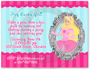 Invitations for a Barbie Princess Party