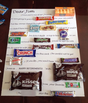 Retirement Candy Bar Gift Card for a friend, source