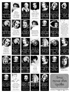 Classic Black & White Movie Stars Quotes Domino Digital Collage Sheet ...