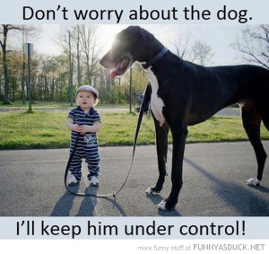 kid boy big dog animal don't worry keep control funny pics pictures ...
