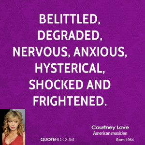 belittled, degraded, nervous, anxious, hysterical, shocked and ...