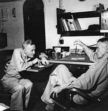 Adm. Halsey confers with Task Force 38 commander and fellow 'dirty ...