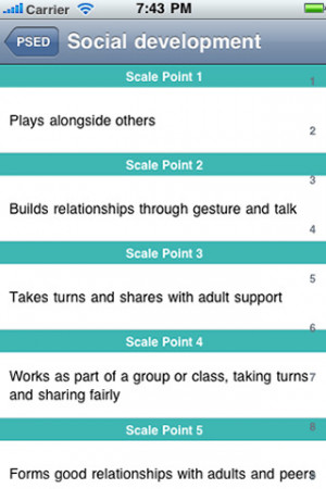 Early Years Foundation Stage Assessment Scales 1.1 App for iPad