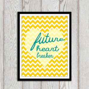 Nursery print Yellow Chevron printable Nursery quote Future heart ...