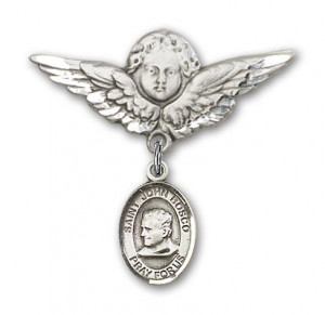 Pin Badge with St. John Bosco Charm and Angel with Larger Wings Badge ...