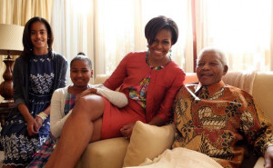 Meeting: Michelle Obama and daughters Malia and Sasha met with Nelson ...