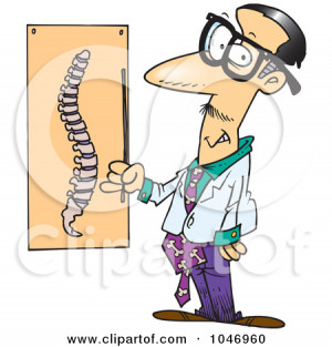 ... , Art Print: Cartoon Chiropractor By A Spine Chart by Ron Leishman
