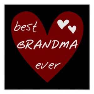 Red Heart Best Grandma Ever T-shirts Gifts Print by grandparentslove