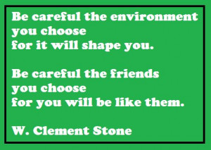 ... careful the friends you choose for you will be like them. ~W. Clement