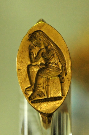 Penelope waiting for Odysseus, depicted on a gold ring, from Syria ...