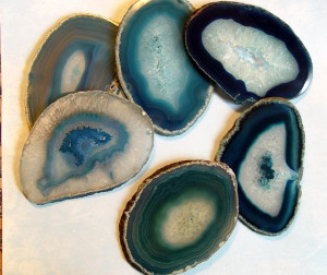 Large Blue Agate Slice Gemstone Coasters