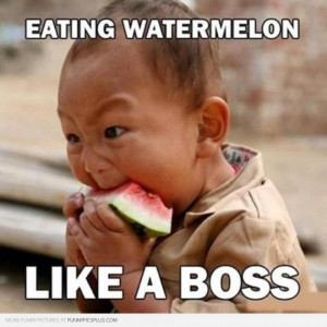 Eating Watermelon Like Boss Funny Picture Of The Cute Baby In This Day