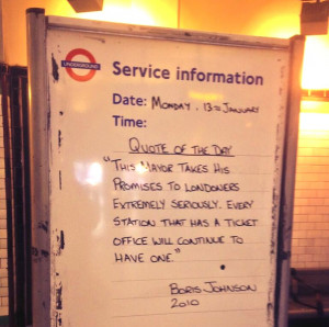 Photo of the day: Boris Johnson’s broken ticket office pledge