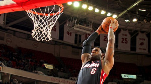 LeBron James during a preseason game between the Miami Heat and the ...