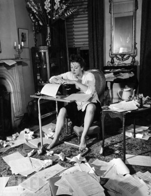 Gypsy Rose Lee writing THE G-STRING MURDERS, NYC 1941.