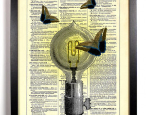 ... Vintage Dictionary Page Like A Moth To A Flame Bulb Buy 2 Get 1 FREE