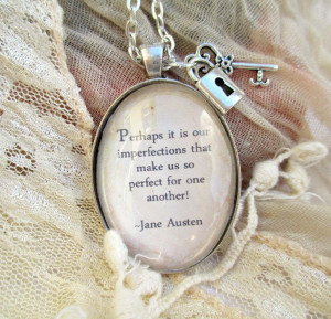 Jane Austen quote vintage style pendant