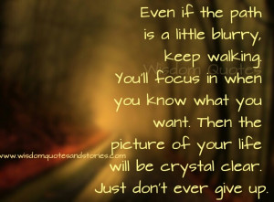 ... crystal clear when you just don't give up - Wisdom Quotes and Stories