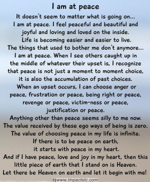 am at peace! ♥
