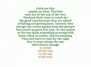 apple, boys, girls, life, love, quote, trees, truth
