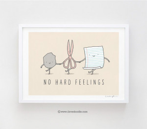 No Hard Feelings - art print, humor art, inspiration quote, heart ...