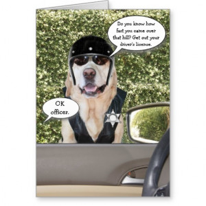 Customizable Funny Dog Motorcycle Cop Birthday Greeting Card