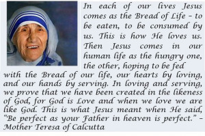 Mother Teresa quote about the eucharist