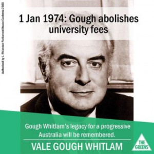 ... on the day of Gough Whitlam's death. (Facebook: The Australian Greens