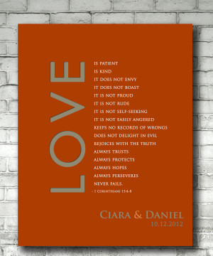 Personalized Wedding Anniversary Gift Print, 1 Corinthians 13 Love is ...